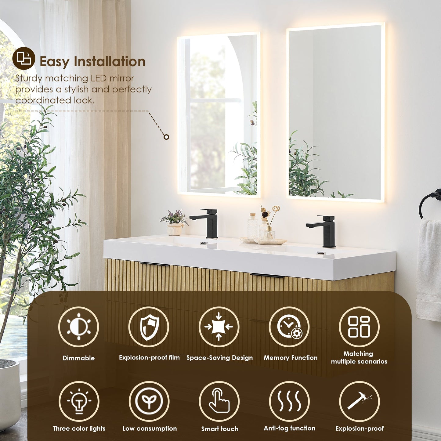 Altair Designs 60" double vanity with top  - 563060-NB-WH-NM