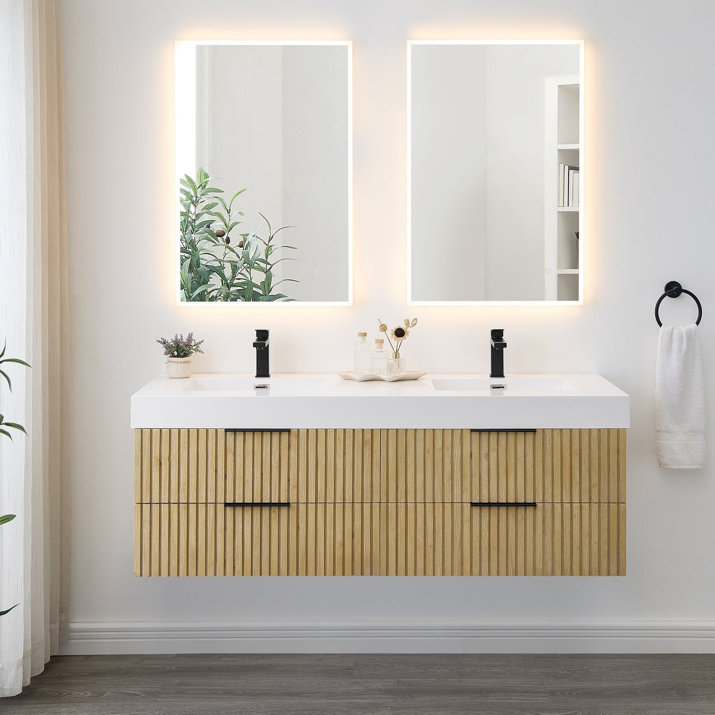 Altair Designs 60" double vanity with top  - 563060-NB-WH-NM