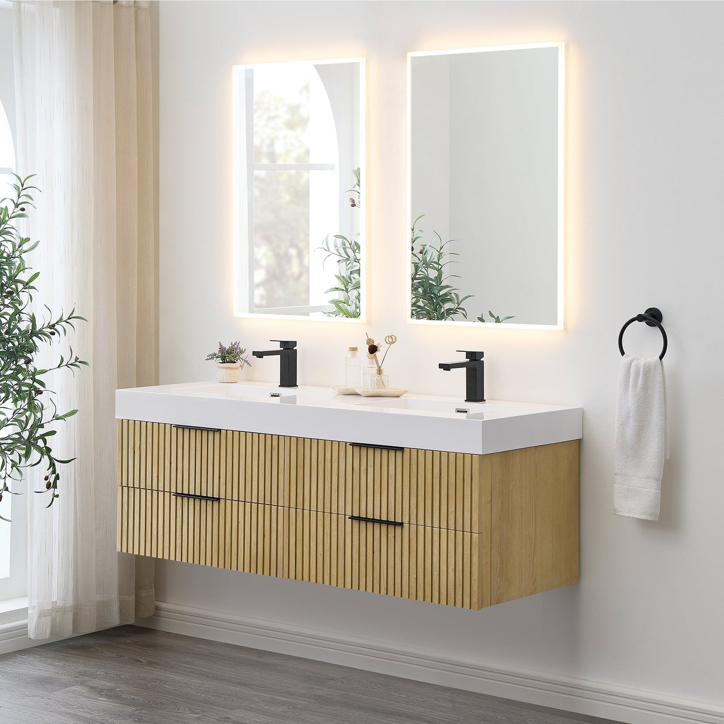 Altair Designs 60" double vanity with top  - 563060-NB-WH-NM