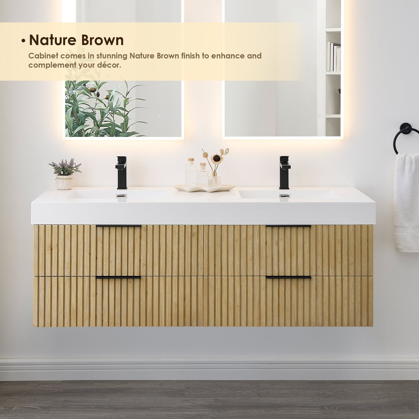 Altair Designs 60" double vanity with top  - 563060-NB-WH-NM