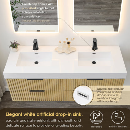Altair Designs 60" double vanity with top  - 563060-NB-WH-NM
