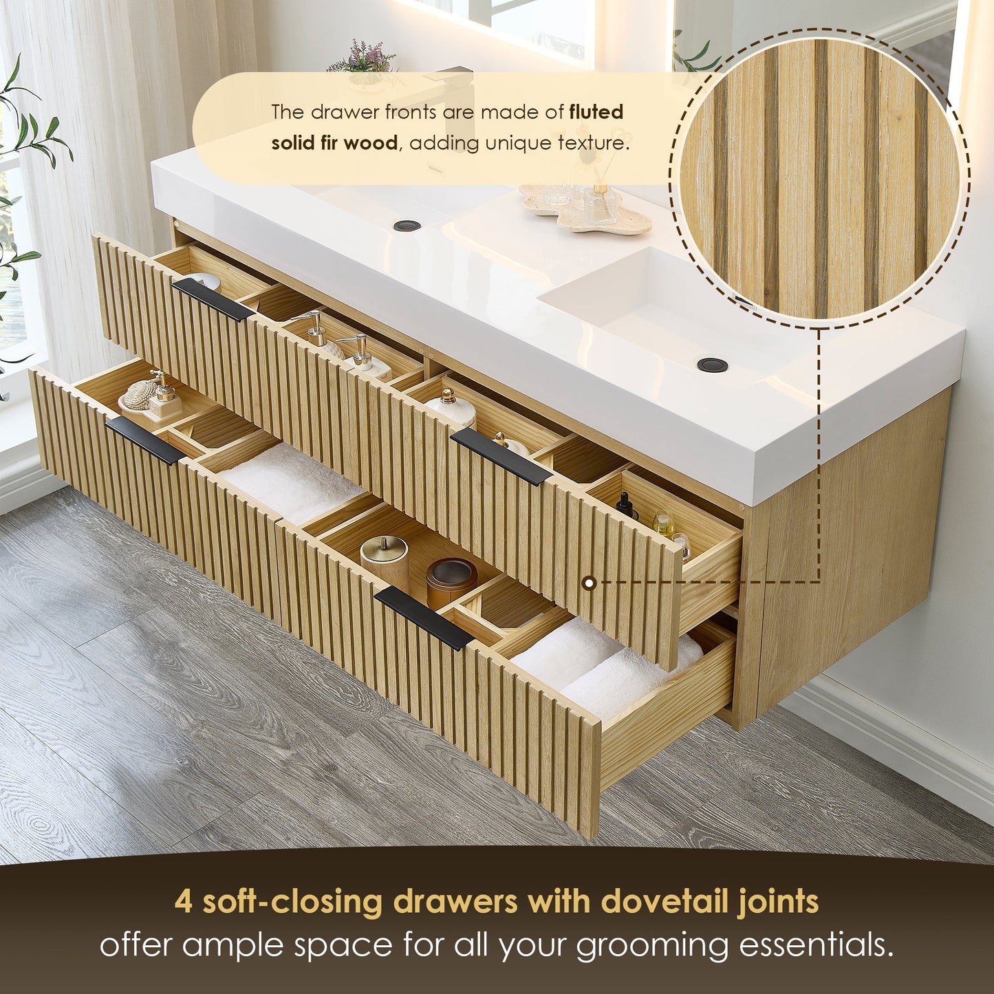 Altair Designs 60" double vanity with top  - 563060-NB-WH-NM