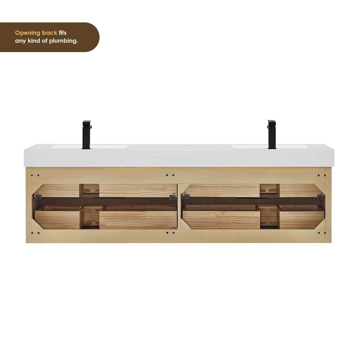 Altair Designs 72" double vanity with top - 563072-NB-WH-NM