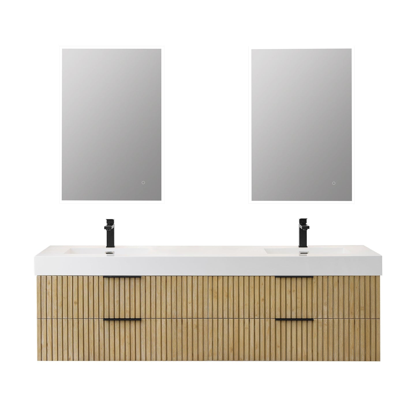 Altair Designs 72" double vanity with top - 563072-NB-WH-NM
