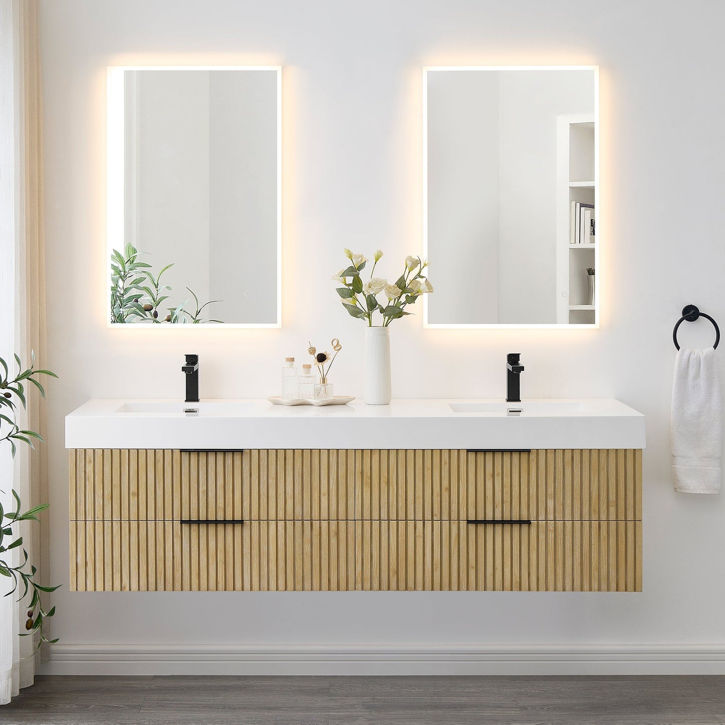 Altair Designs 72" double vanity with top - 563072-NB-WH-NM