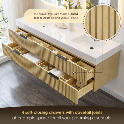 Altair Designs 72" double vanity with top - 563072-NB-WH-NM