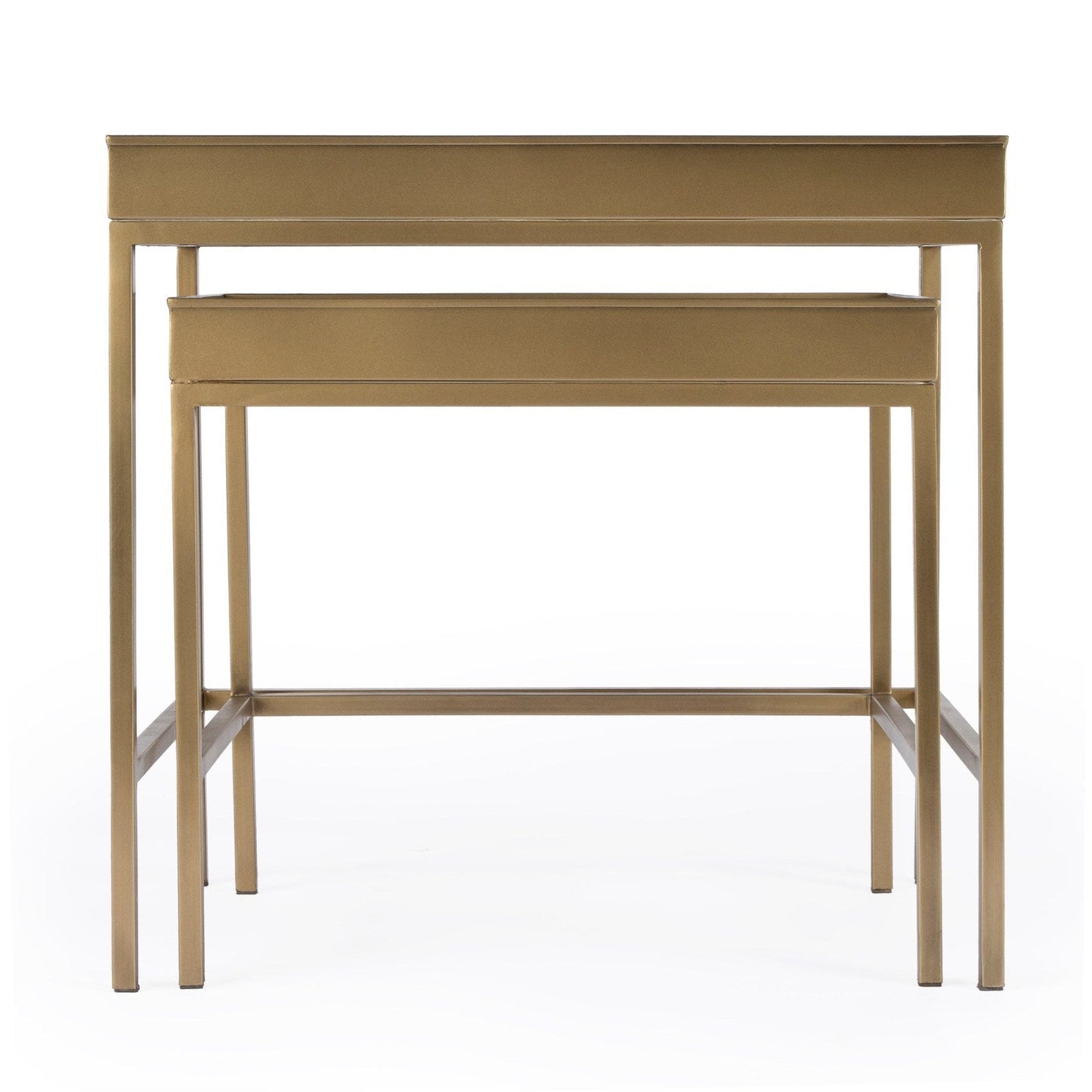 Butler Specialty Company Lenny 2 Piece Glass Nesting Tables, Gold  - 5636226