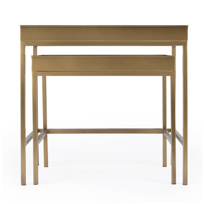 Butler Specialty Company Lenny 2 Piece Glass Nesting Tables, Gold  - 5636226