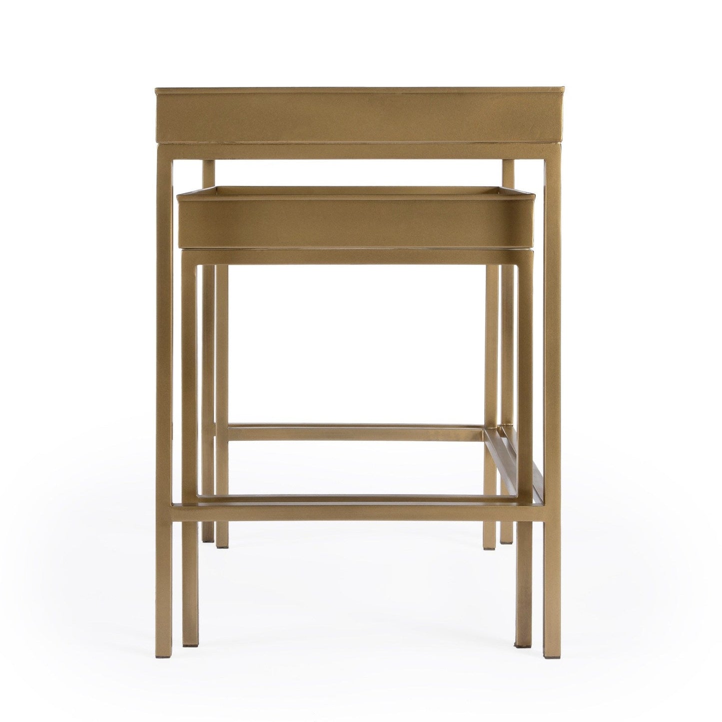 Butler Specialty Company Lenny 2 Piece Glass Nesting Tables, Gold  - 5636226