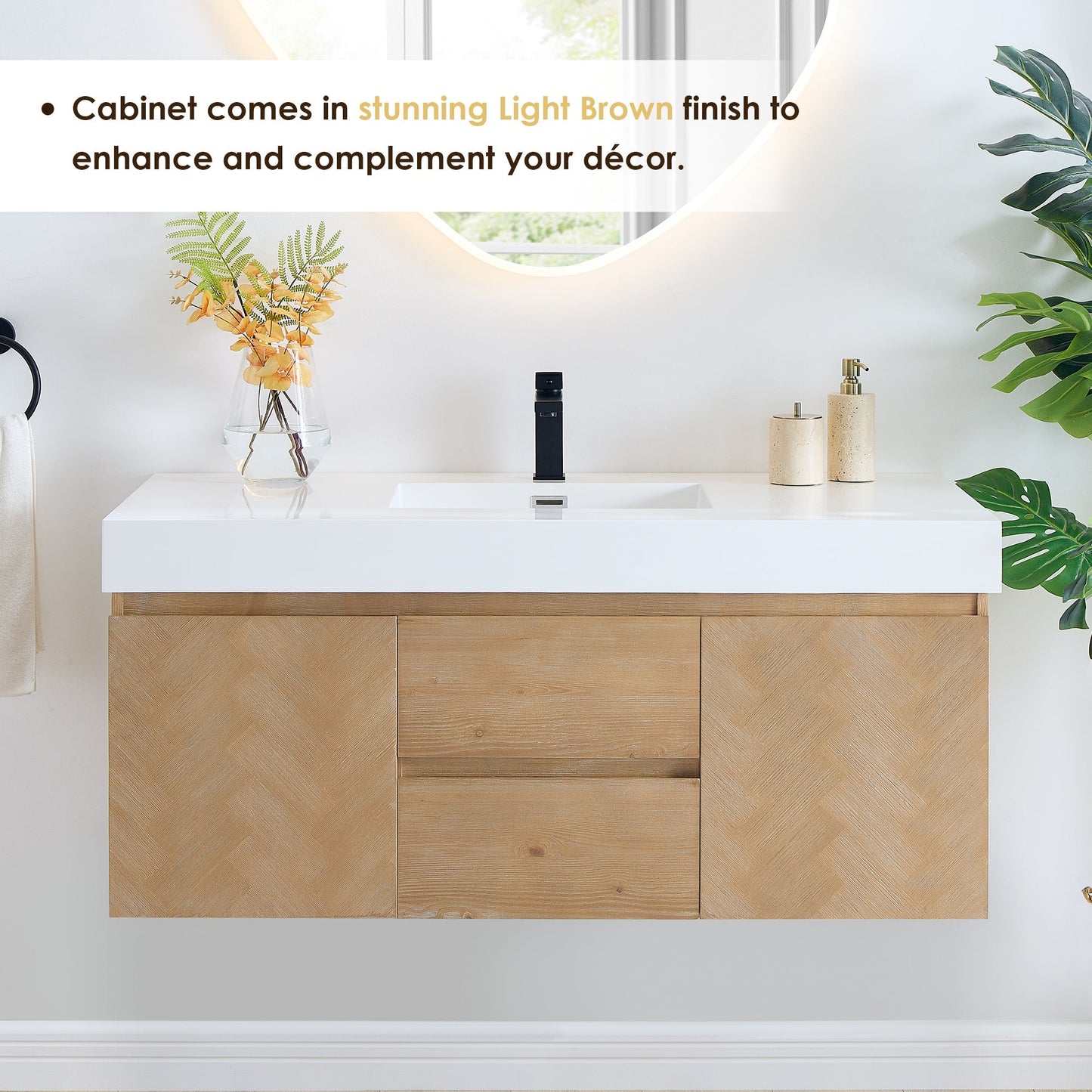 Altair Designs Siena 48" single vanity with top - 564048-LB-WH-NM
