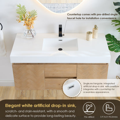 Altair Designs Siena 48" single vanity with top - 564048-LB-WH-NM