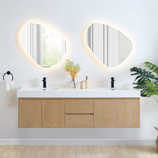 Altair Designs 72" double vanity with top - 564072-LB-WH-NM