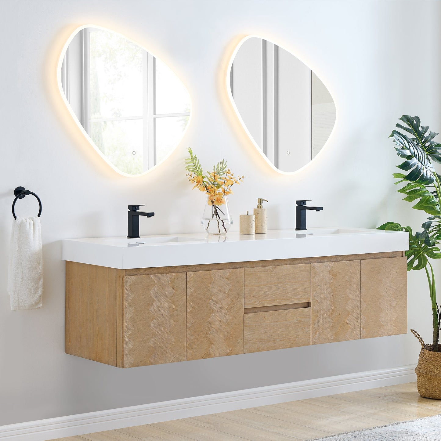 Altair Designs 72" double vanity with top - 564072-LB-WH-NM