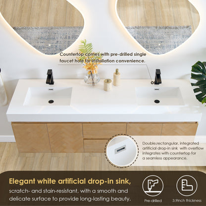 Altair Designs 72" double vanity with top - 564072-LB-WH-NM
