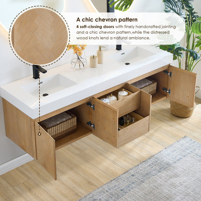 Altair Designs 72" double vanity with top - 564072-LB-WH-NM