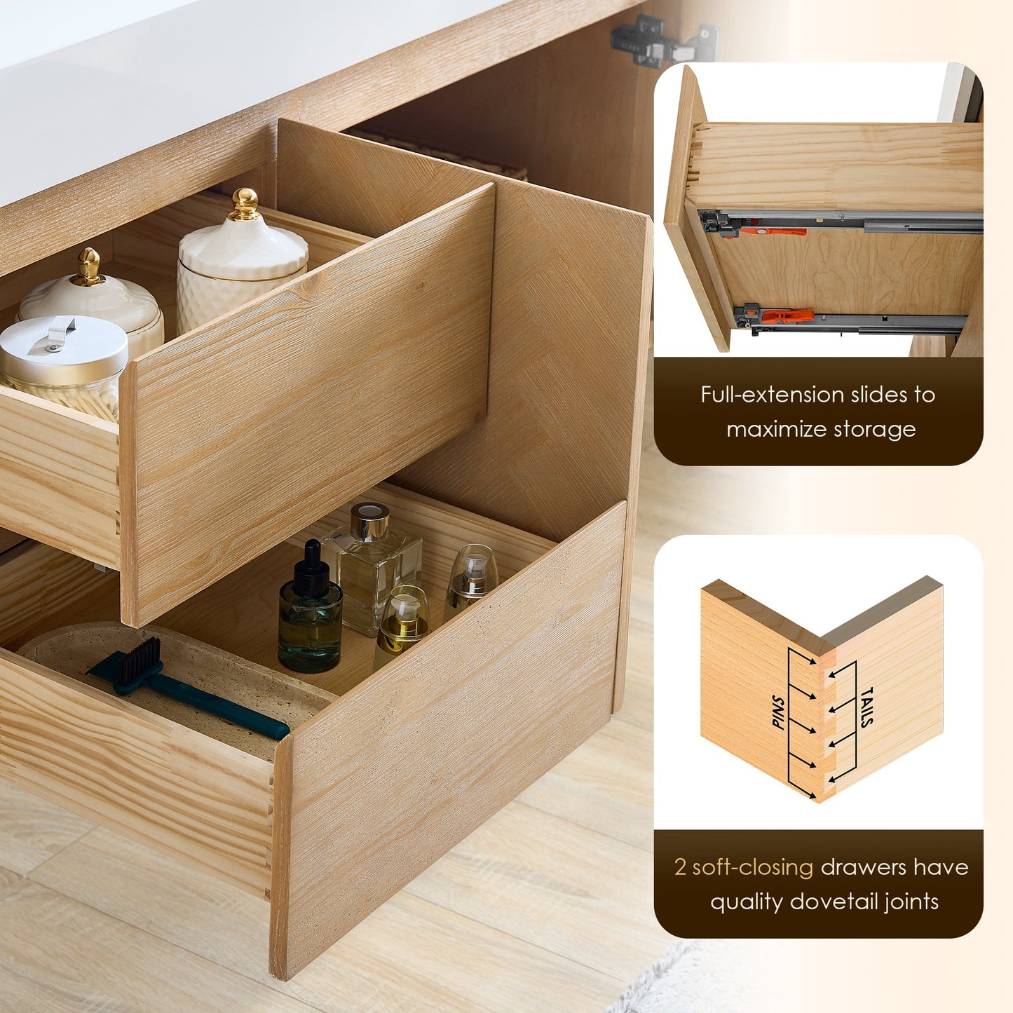 Altair Designs 72" double vanity with top - 564072-LB-WH-NM