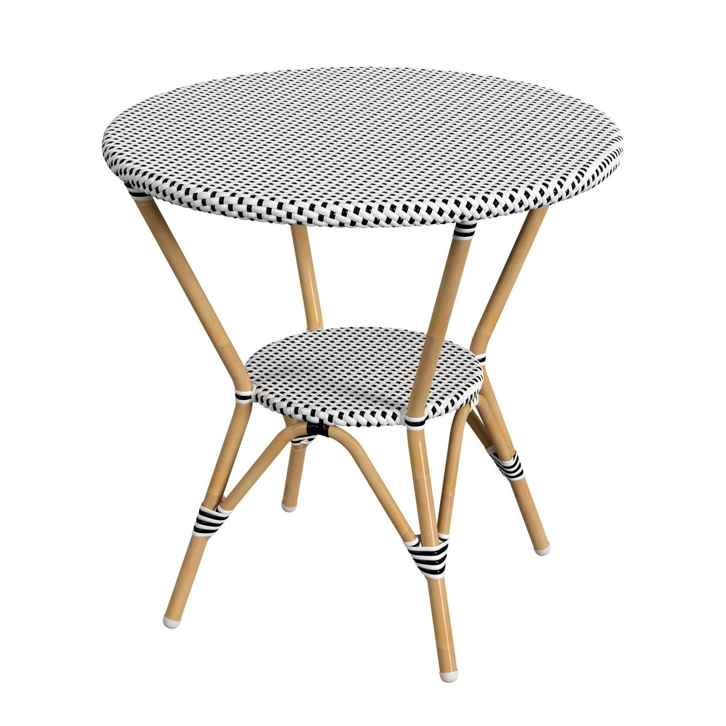 Butler Specialty Company Tobias Outdoor Rattan Round Bistro Table, Black and White  - 5646434