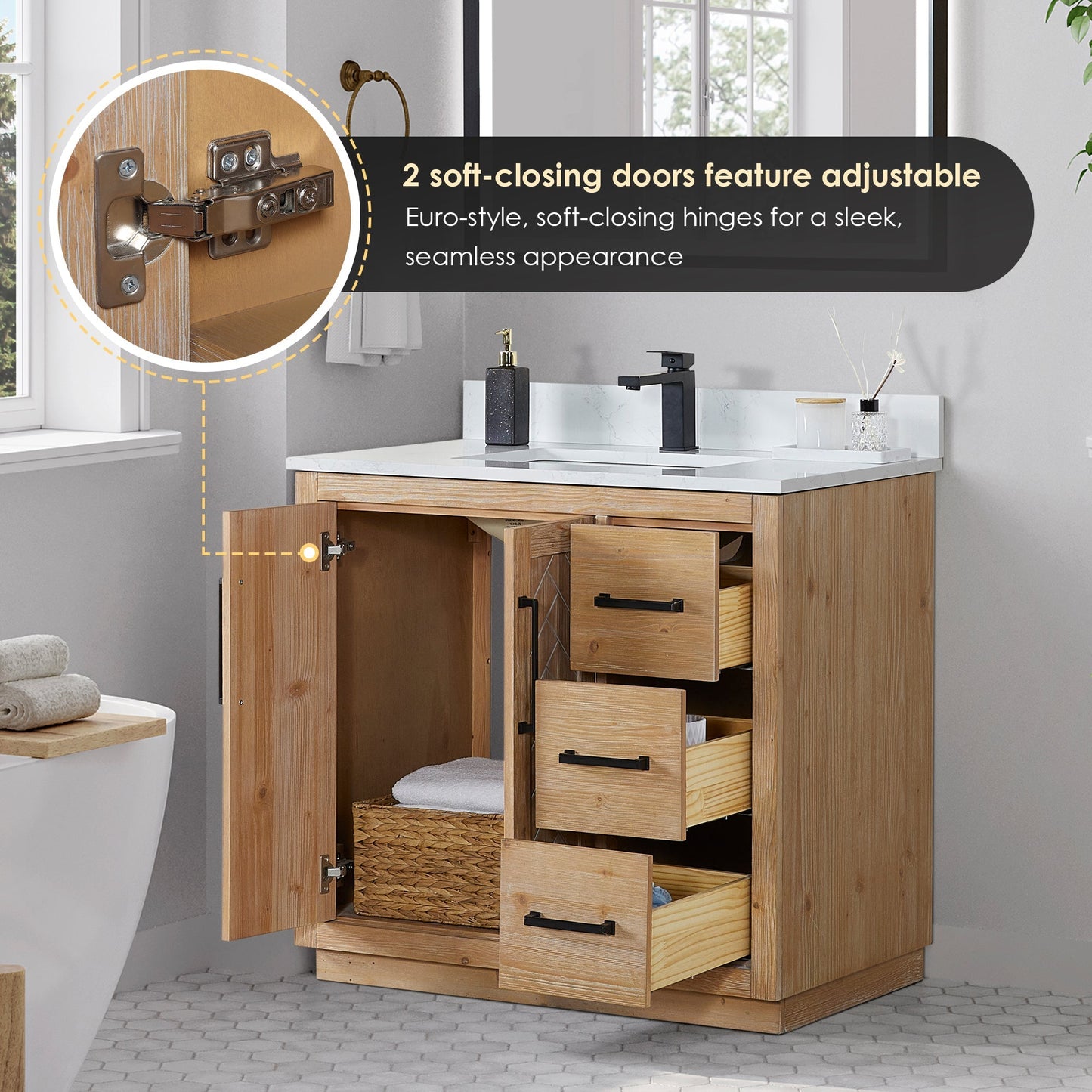 Altair Designs Anais 36" single vanity with top - 565036-LB-GW-NM
