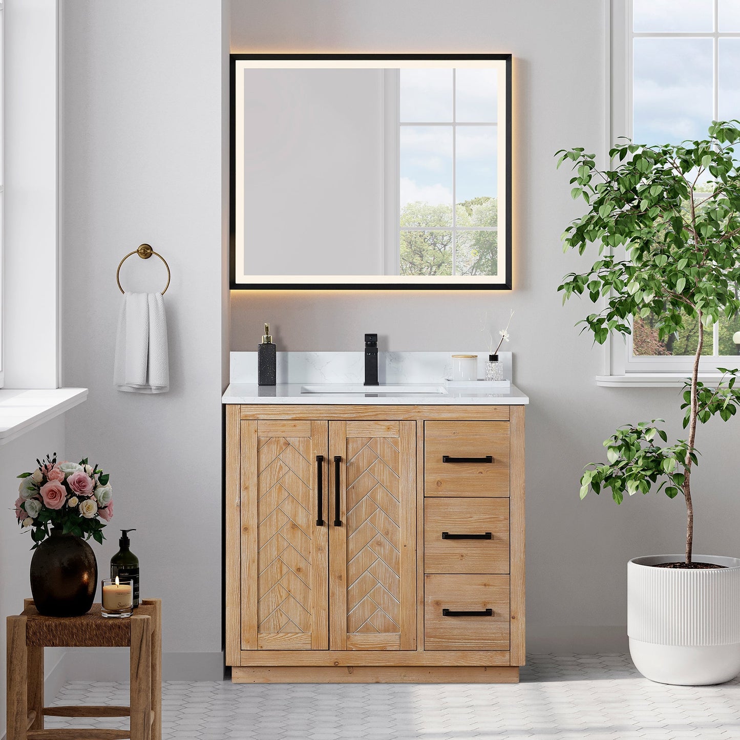 Altair Designs Anais 36" single vanity with top - 565036-LB-GW-NM