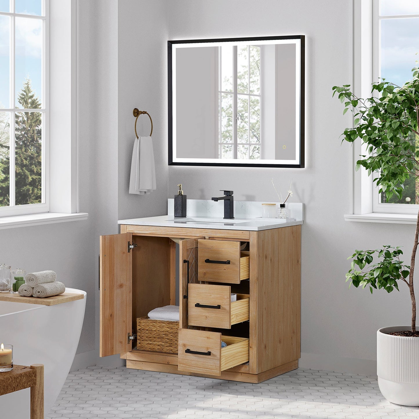 Altair Designs Anais 36" single vanity with top - 565036-LB-GW-NM