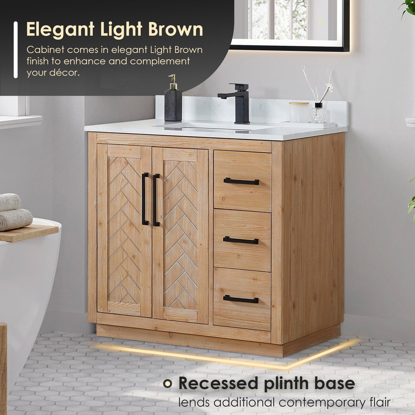 Altair Designs Anais 36" single vanity with top - 565036-LB-GW-NM