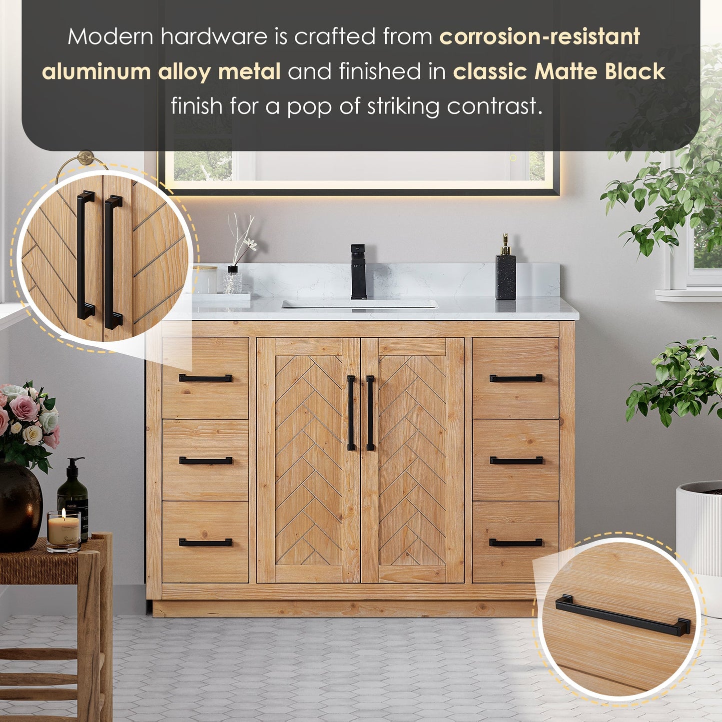 Altair Designs Anais 48" single vanity with top - 565048-LB-GW-NM