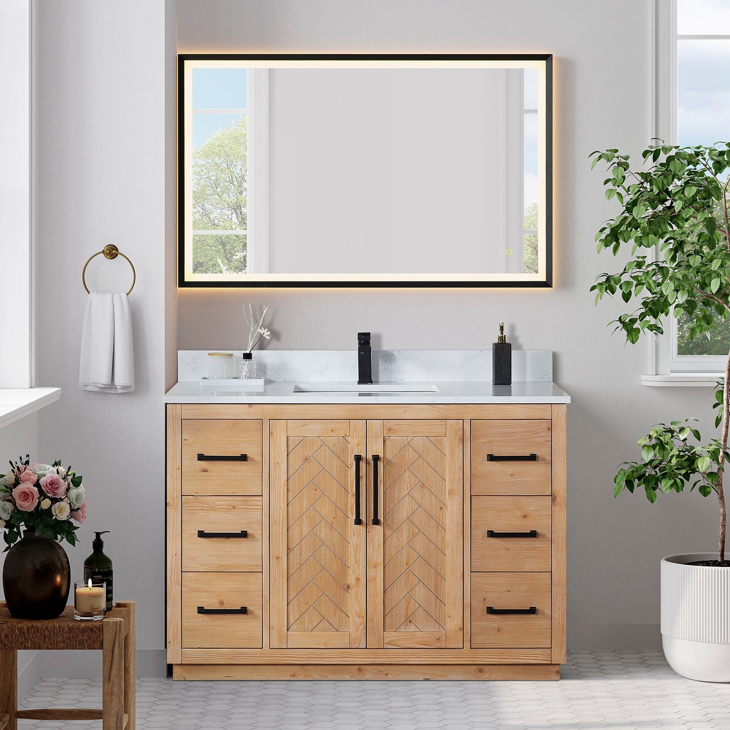 Altair Designs Anais 48" single vanity with top - 565048-LB-GW-NM