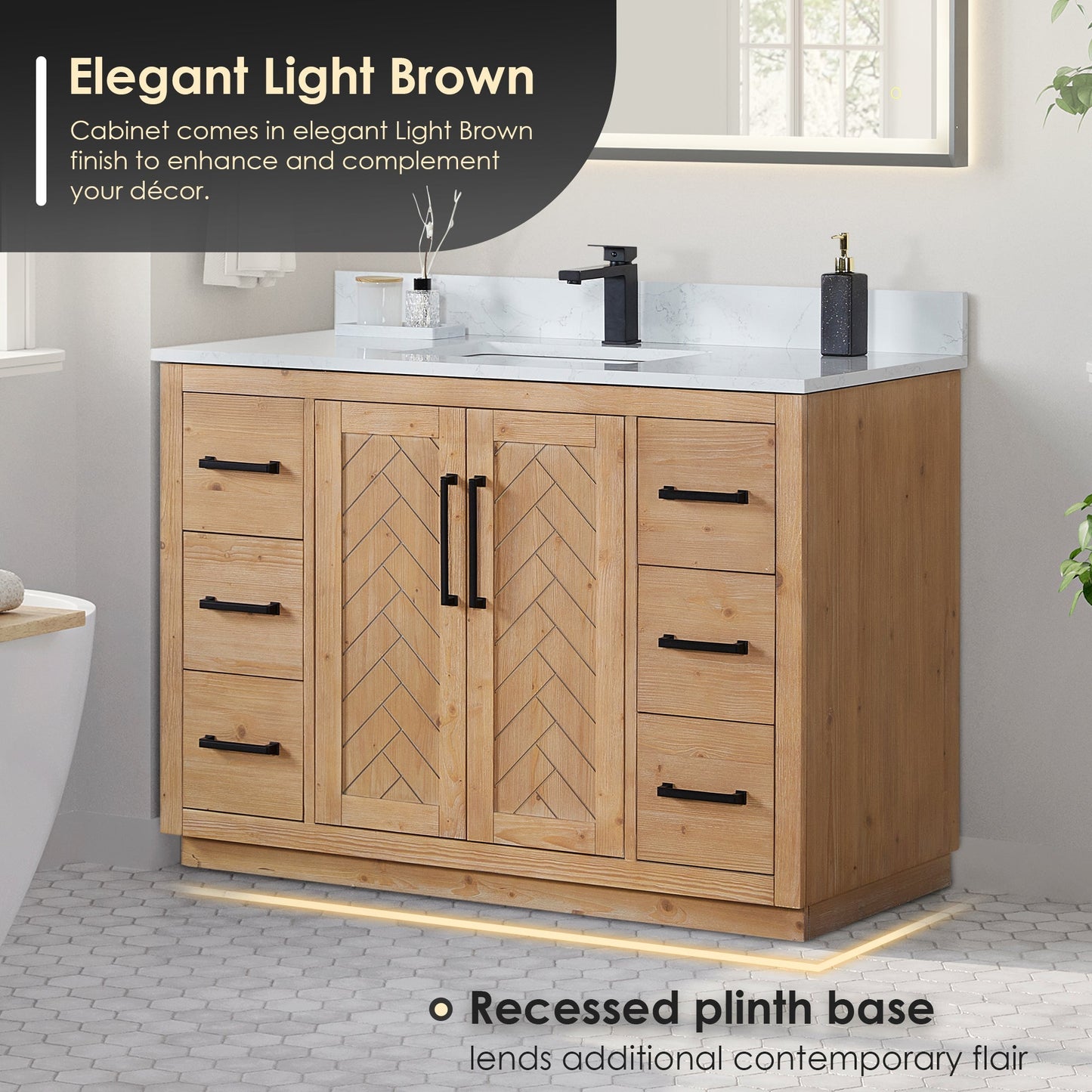 Altair Designs Anais 48" single vanity with top - 565048-LB-GW-NM