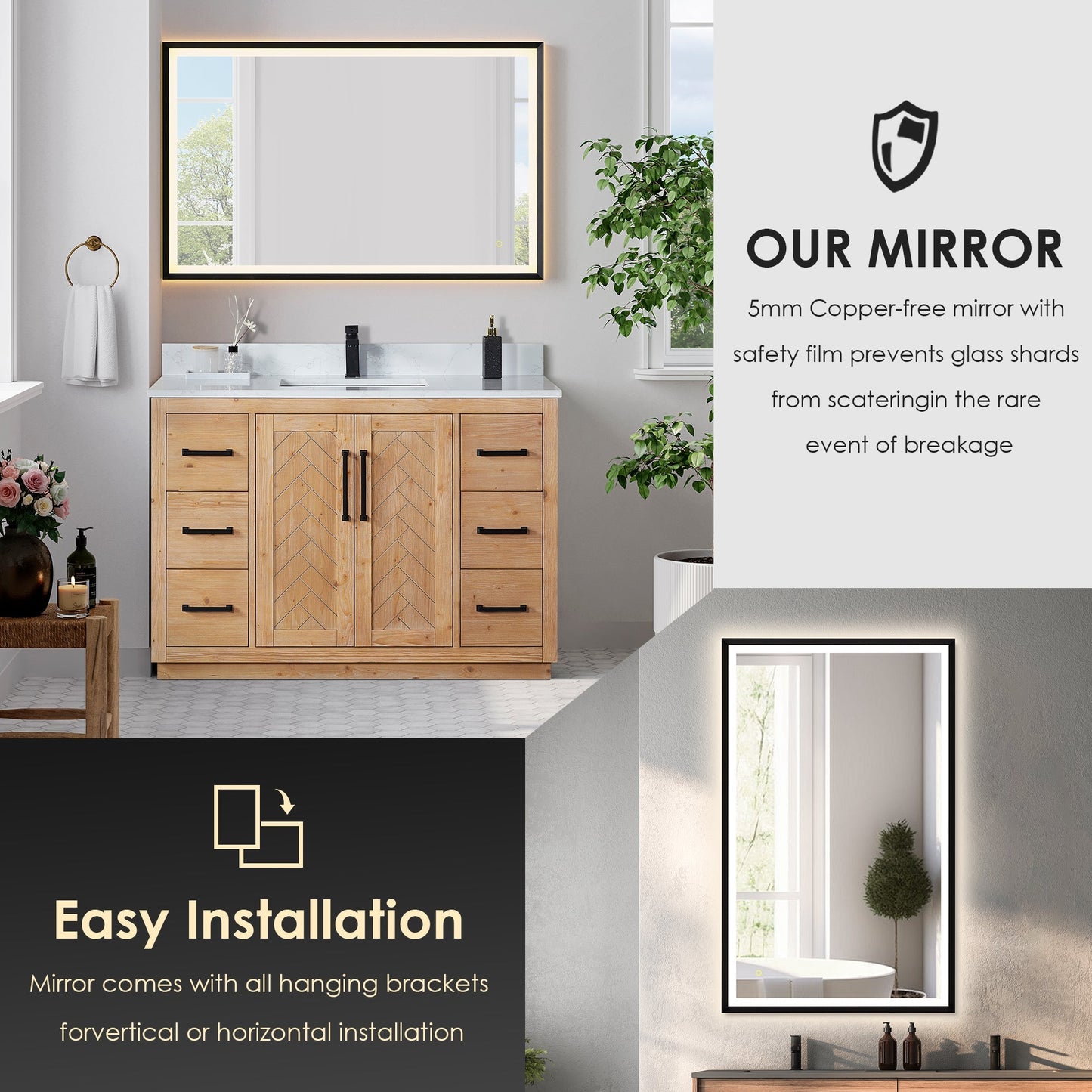 Altair Designs Anais 48" single vanity with top - 565048-LB-GW-NM