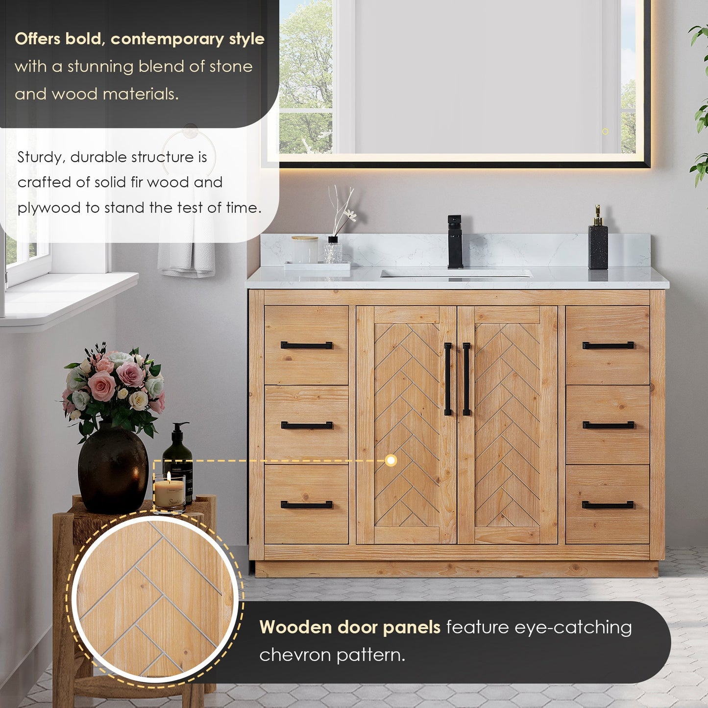 Altair Designs Anais 48" single vanity with top - 565048-LB-GW-NM