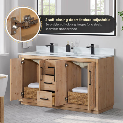 Altair Designs Anais 60" double vanity with top - 565060-LB-GW-NM