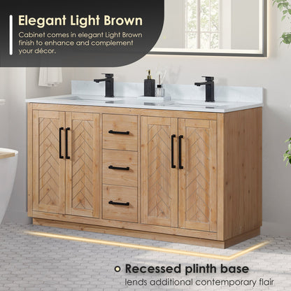Altair Designs Anais 60" double vanity with top - 565060-LB-GW-NM