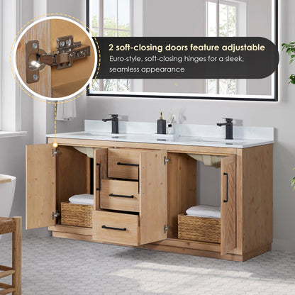 Altair Designs Anais 72" double vanity with top - 565072-LB-GW-NM