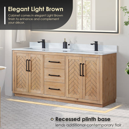 Altair Designs Anais 72" double vanity with top - 565072-LB-GW-NM