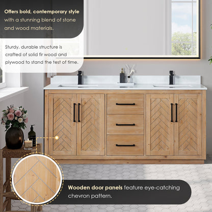 Altair Designs Anais 72" double vanity with top - 565072-LB-GW-NM