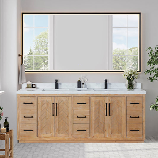 Altair Designs Anais 84" double vanity with top - 565084-LB-GW-NM