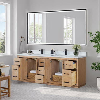 Altair Designs Anais 84" double vanity with top - 565084-LB-GW-NM