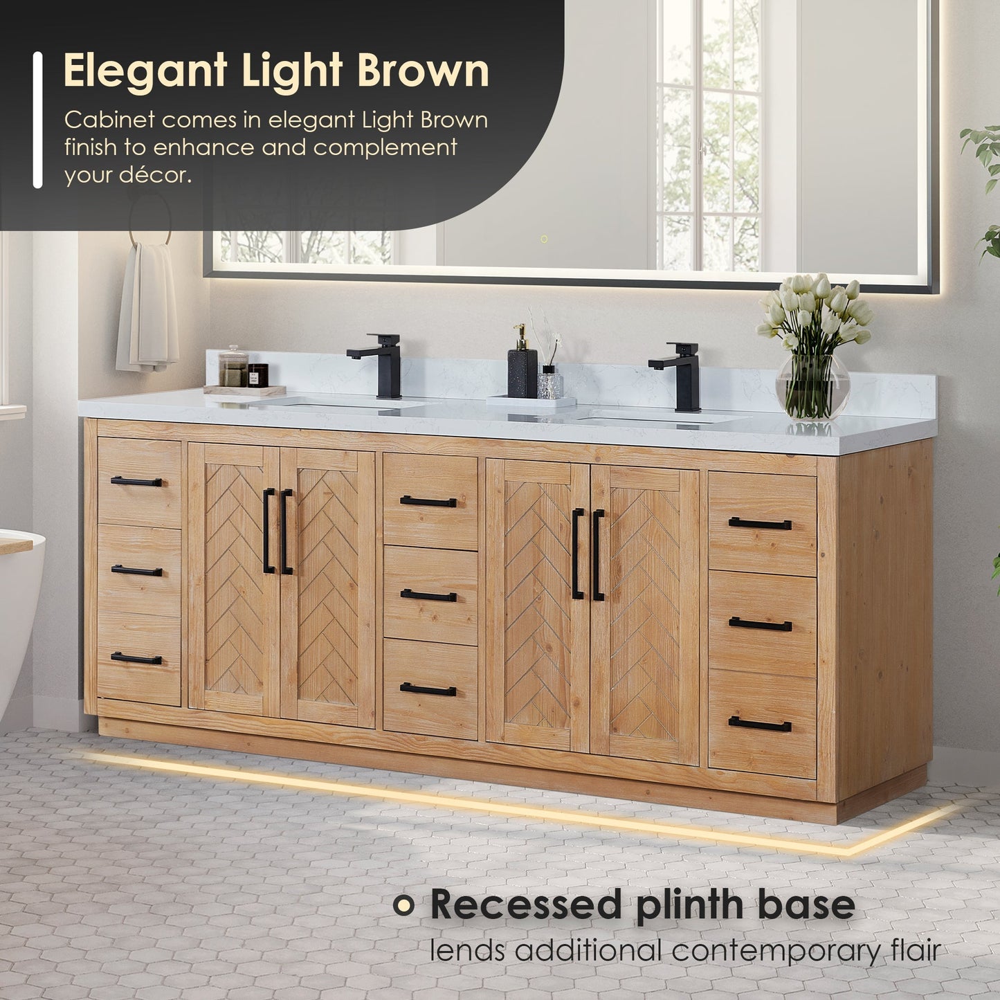 Altair Designs Anais 84" double vanity with top - 565084-LB-GW-NM