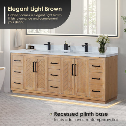 Altair Designs Anais 84" double vanity with top - 565084-LB-GW-NM
