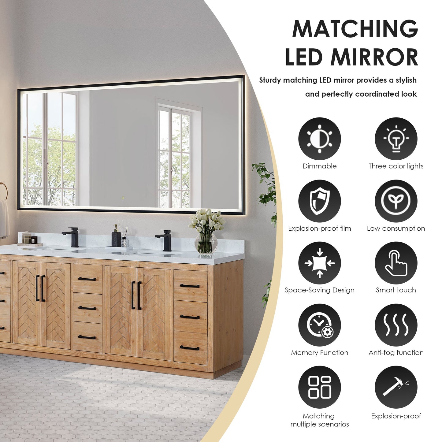 Altair Designs Anais 84" double vanity with top - 565084-LB-GW-NM