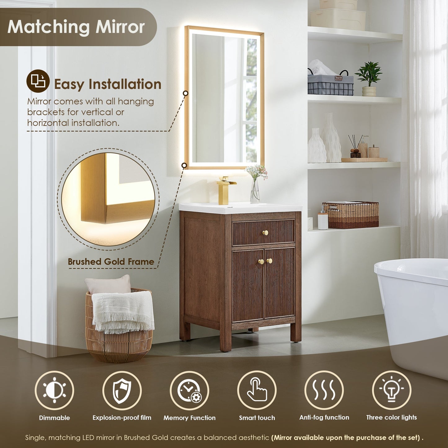 Altair Designs Cerrito 24" single vanity with top - 567024-BK-WH-NM
