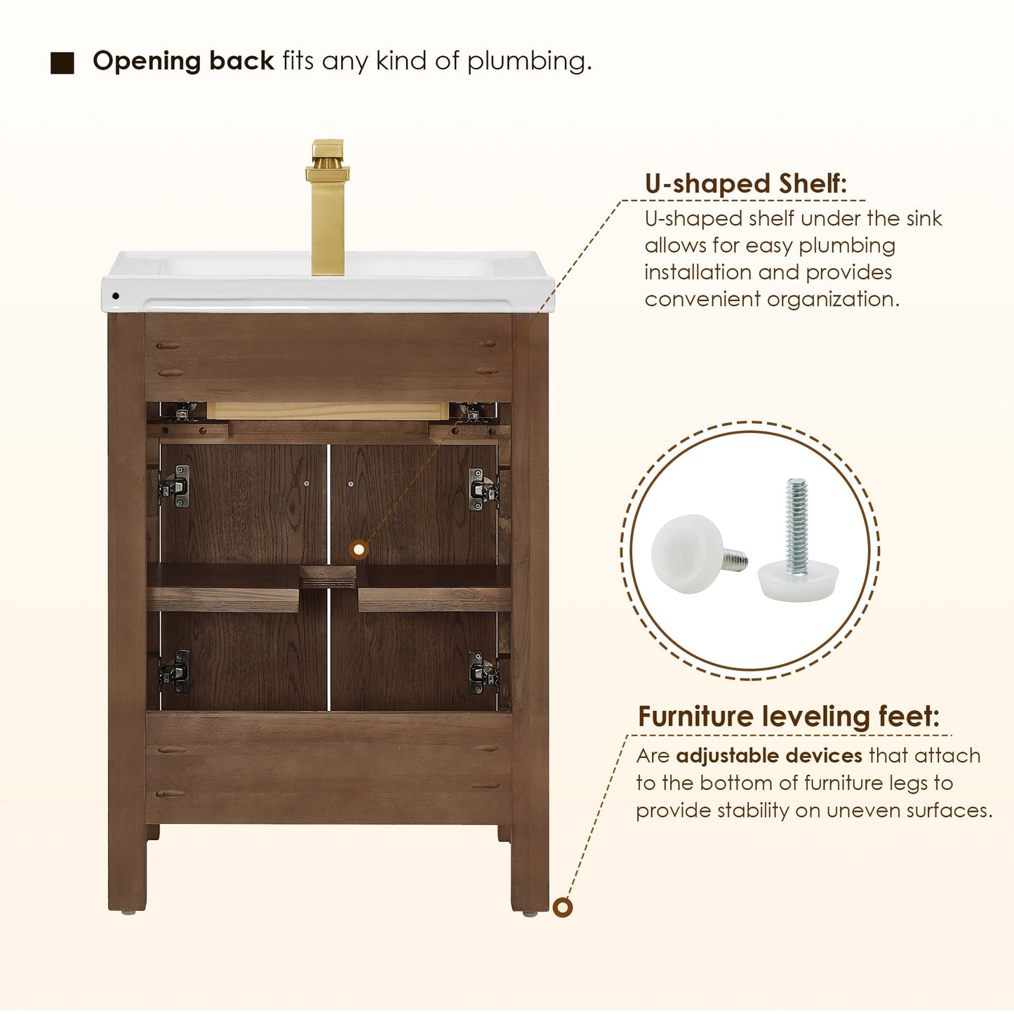 Altair Designs Cerrito 24" single vanity with top - 567024-BK-WH-NM