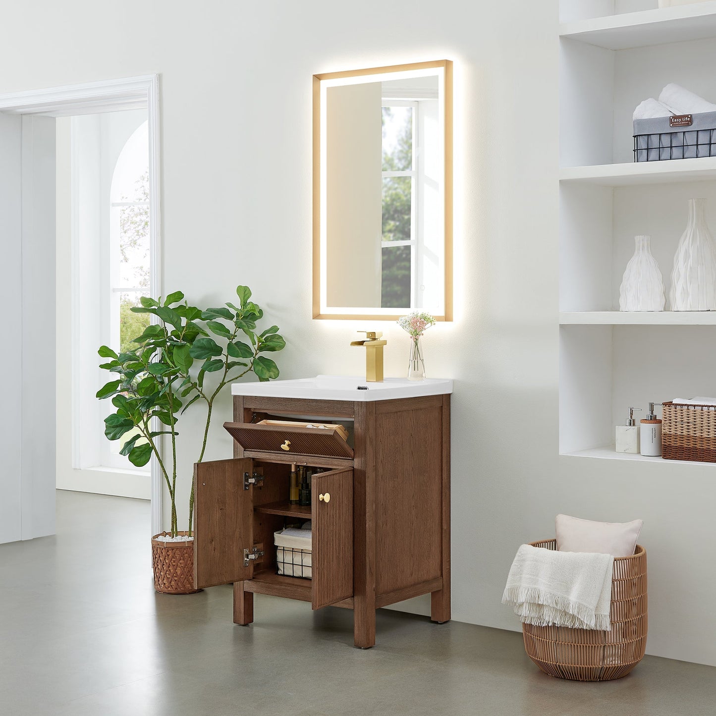 Altair Designs Cerrito 24" single vanity with top - 567024-BK-WH-NM