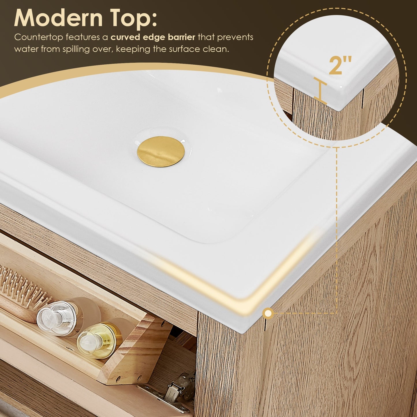 Altair Designs Cerrito 24" single vanity with top - 567024-BK-WH-NM