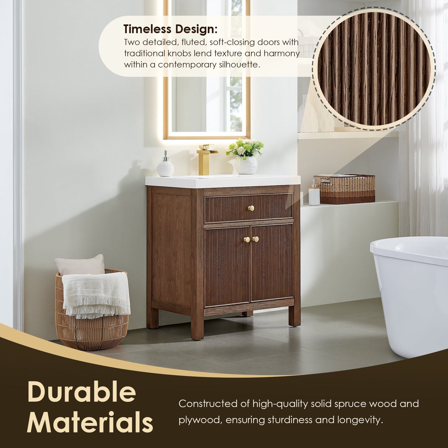Altair Designs Cerrito 30" single vanity with top - 567030-BK-WH-NM