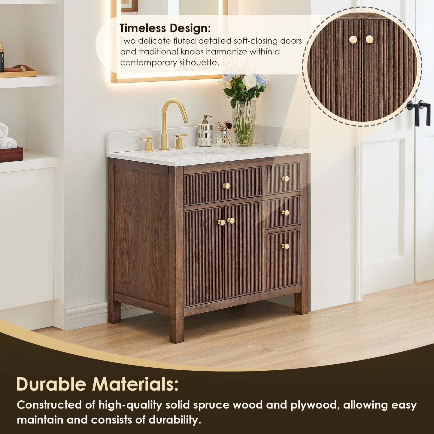 Altair Designs 36" single vanity with top - 567036-BK-GW-NM