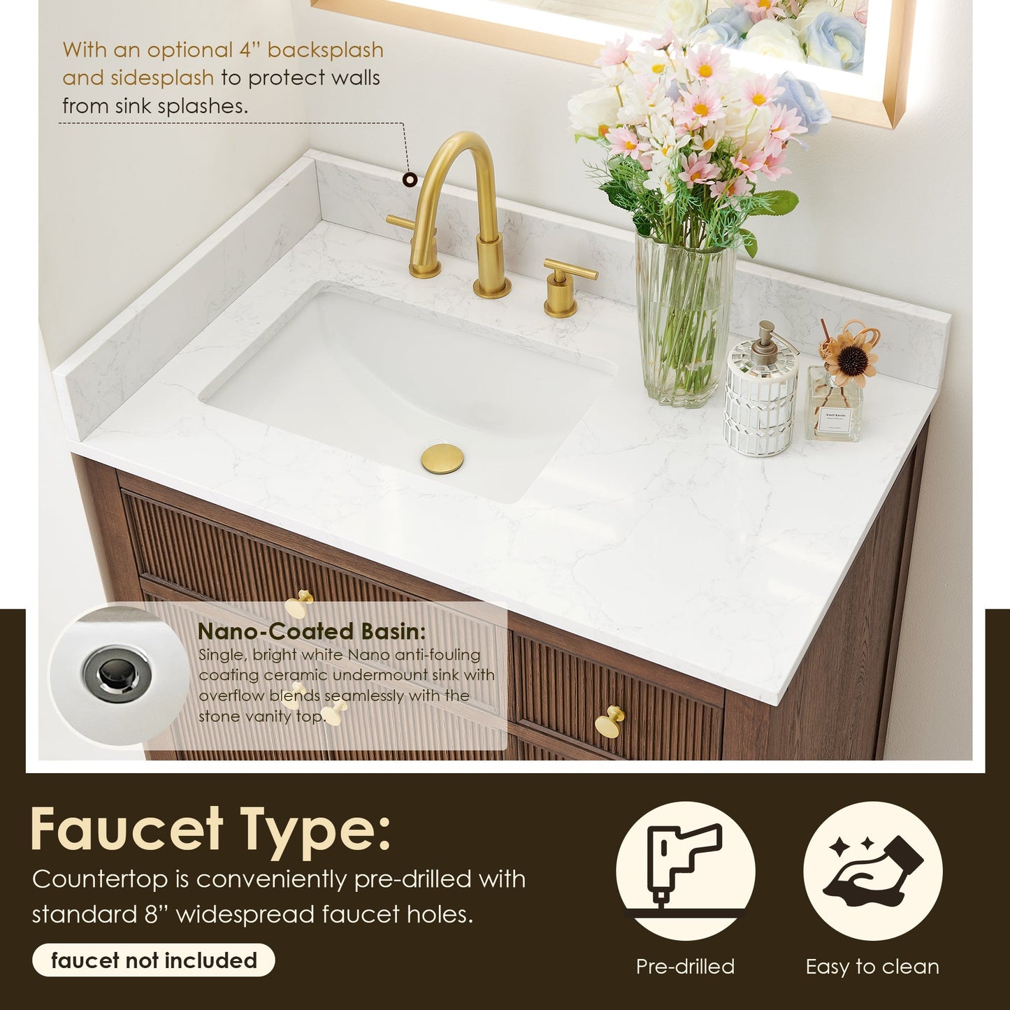 Altair Designs 36" single vanity with top - 567036-BK-GW-NM