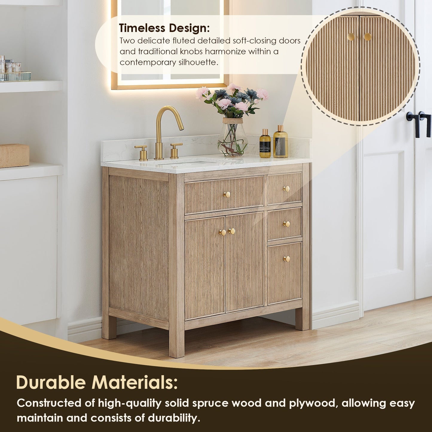 Altair Designs 36" single vanity with top - 567036-BK-GW-NM