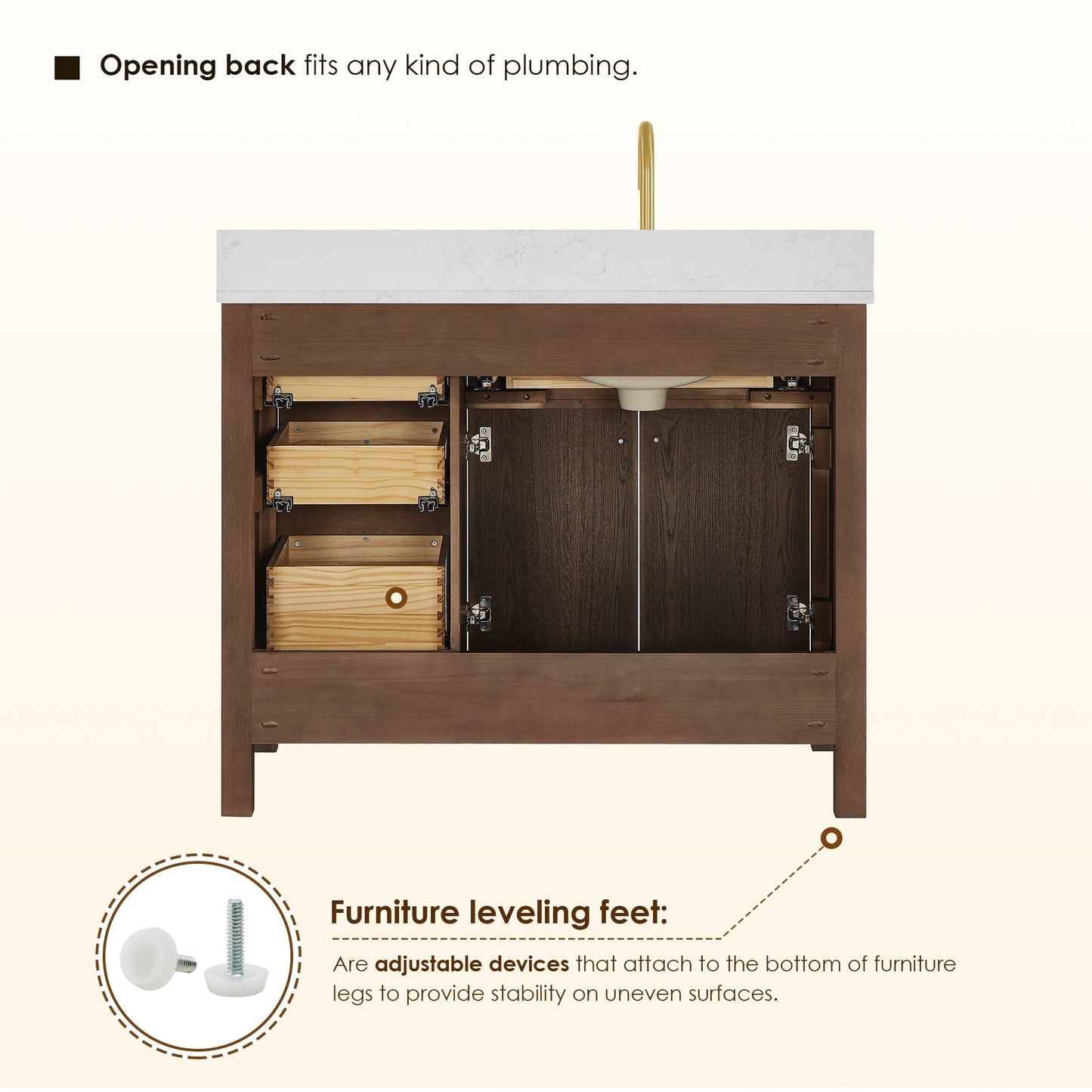 Altair Designs Cerrito 42" single vanity with top - 567042-BK-GW-NM