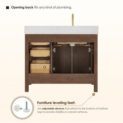 Altair Designs Cerrito 42" single vanity with top - 567042-BK-GW-NM
